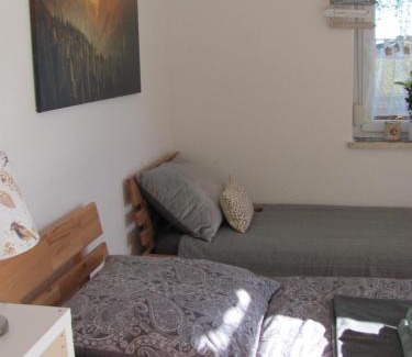 Unterallgau Apartment | #1Gemütliches ruhiges sonniges Balkonzimmer mit Gemeinschaftsbad W-Lan Airport nah Late Night Check in Haus Nr 9,5
