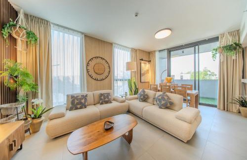 Sharjah Apartment | 2BR Aljada Apartment - Forest Themed - Sleeps 6 - Balcony