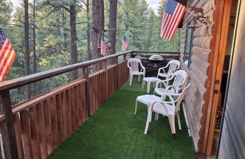 Show Low Cabin | A centrally located secluded mountainside log cabin w/panoramic valley views.