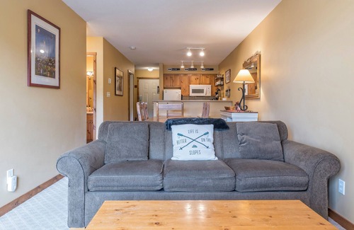 Silver Star Mountain Condo | Affordable Creekside Condo with Balcony Great views with BBQ - Pet Friendly Too!