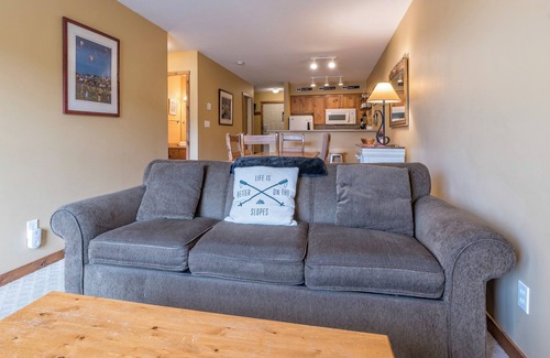 Silver Star Mountain Condo | Affordable Creekside Condo with Balcony Great views with BBQ - Pet Friendly Too!