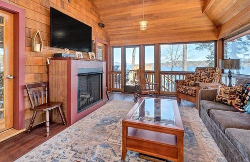 West Alton House | Amazing lakefront home with private beach, kayaks, fireplaces, community dock