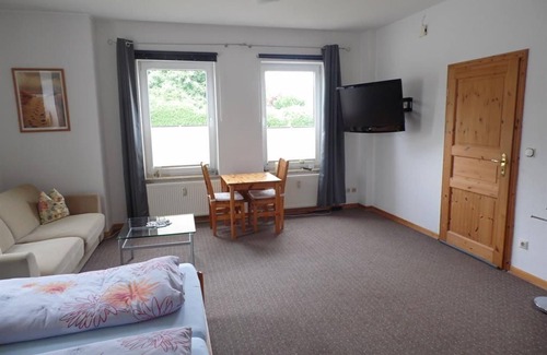 Altenholz-Klausdorf Apartment | Apartment 1, shower, toilet, living room/bedroom - Apartment Wall
