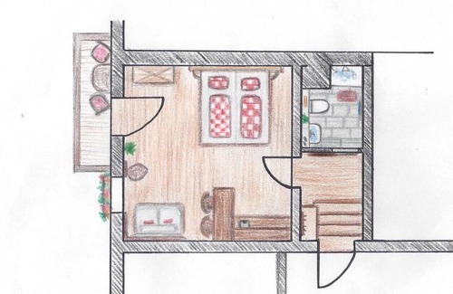 Ramsau bei Berchtesgaden Apartment | Appartement Bergsteigerstubn, 1-2 Personen, 29 qm, Dusche/WC, Balkon, SAT-TV, W-LAN, Wohnschlafzimmer