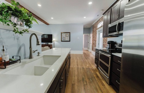 Downtown St. Louis Apartment | Arch View from private deck, 2BR 2BA sleeps 5. Newly rehabbed historic building