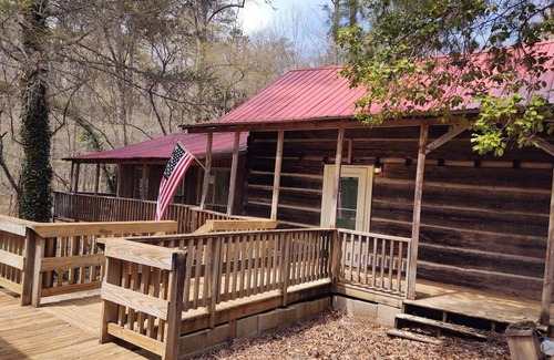 Rutherfordton Cabin | Authentic log cabin nestled in the woods by creek
