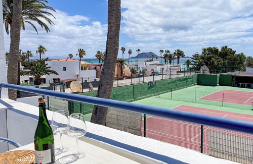 Corralejo Apartment | Beachside Studio, Ocean View, Large Terrace, 100m to Beach, Pool, Wifi