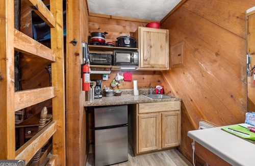 Sautee Nacoochee Cottage | Bear Paw Cottage #5 Queen Log Bed: COZY!: Pet Friendly; 2 Adults/2 Children Max