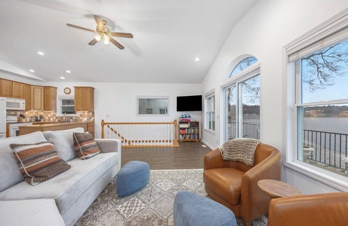 Newaygo House | Beautiful 4 season, 3 bd, 2.5 bath, private beach. AC. Pontoon available.