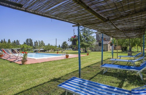 Monteriggioni Villa | Beautiful apartment in villa with pool, WIFI, TV, patio, pets allowed, panoramic view and parking