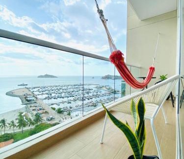 Historic Center Apartment | "Blue loft Oceanview Minimalist Studio in Marina Rooftop Pool Prime Location"