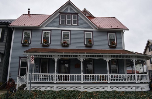 Boalsburg Apartment | Boalsburg Village King Suite- living room and bedroom- minutes from PSU.