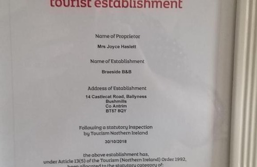 Bushmills Bed & Breakfast | Braeside B&B