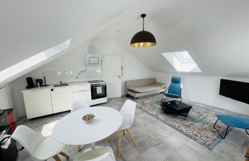 Karthause Condo | Bright, spacious attic apartment.