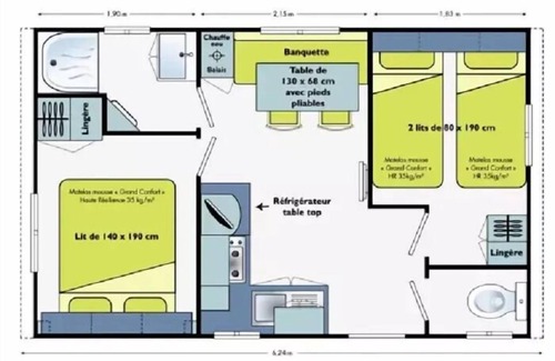Hautot-sur-Mer House | Camping Le Marqueval* - 3 Room Mobile Home 4 People