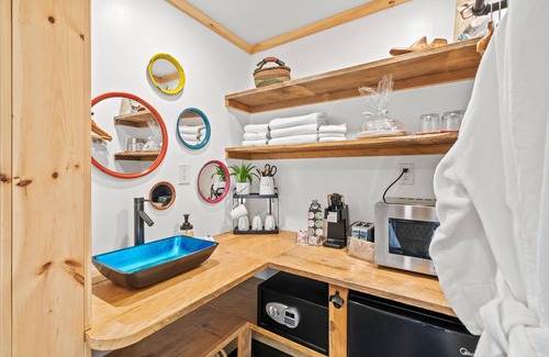 Hancock Hotel | Cheerful Woodland Haven | Bright Double Room with Artistic Flair & Natural Wood Accents