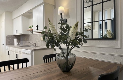 Brushy Creek House | Chic &Cozy House, Outdoor Patio with golf put, king & queen beds & travel crib