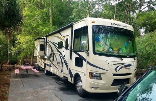 Ocoee House | Class A motorhome. In our backyard or a local RV resort.