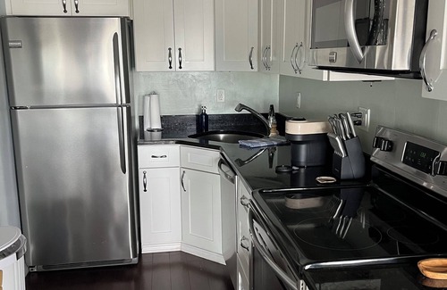 Wells Condo | Coastal modern 2-bedroom condo in lovely Wells with water views