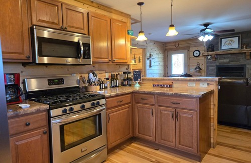 Alpine Village Cabin | Conveniently located cabin with full kitchen, w/d, large deck & great views