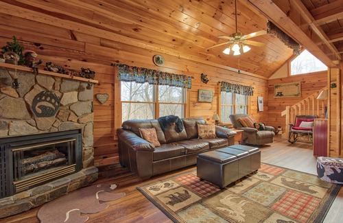 Maggie Valley Cabin | Cozy retreat with a hot tub under the stars and amazing views.