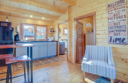 Waynesville Cabin | Cozy Smokies Tiny Home Cabin complete with a deck & mountain views.