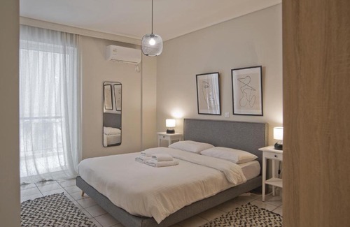 Piraeus Apartment | Denimou Home Luxurious 2BR Fully Equipped, Balcony