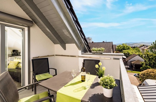 Bensheim Condo | Design apartment for 1-5 people with 2 bedrooms & roof terrace. Near bathing lake