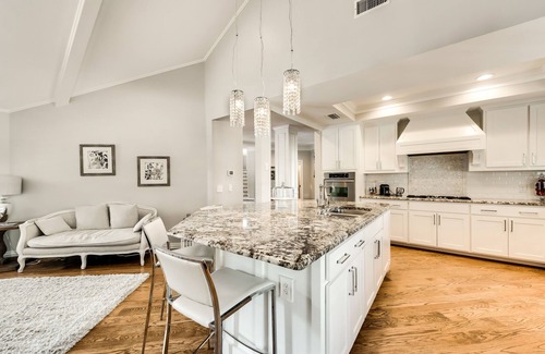 Plano House | Designer Home with Backyard Oasis, Heated Pool, Playground, Overlooks Ponds