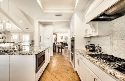 Plano House | Designer Home with Backyard Oasis, Heated Pool, Playground, Overlooks Ponds