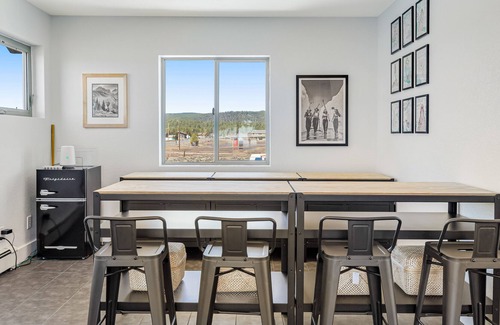 Fort Valley House | Dog-friendly 2-story home with mtn views, private hot tub, deck, fireplace, W/D