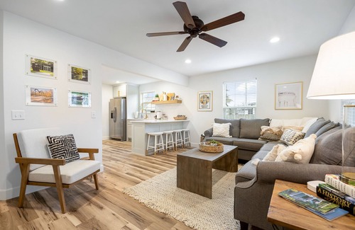 Downtown House | Dog-friendly home with a firepit, yard, washer/dryer, central AC & game room