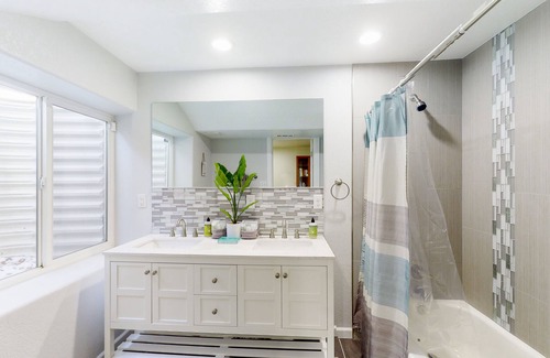 Fountain House | Dog-friendly home with hot tub, enclosed yard, fireplace, washer/dryer, & AC