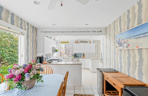 Amagansett North House | Elegant house with private saltwater pool, hot tub, dog-friendly yard & W/D