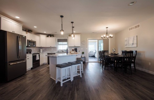 Littleport House | Family-sized house near Guttenberg. Sleeps 13. Hot tub, game room, fire pit