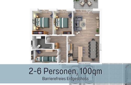 Hockelheim Apartment | Ferienhaus Höckelheim - FeWo Savanna Lodge - barrierefrei - 100qm - 3 Schlafzimmer - bis 6 Gäste - Babies reisen gratis - Terrasse, Garten & Grill - vollausgestattete Küche mit Spülmaschine - Klimaanlage, Fußbodenheizung & Raffstores - nahe Göttingen