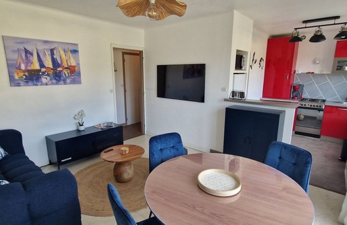 Perros-Guirec Apartment | flat with two bedrooms, walking distance from the beach with parking and balcony