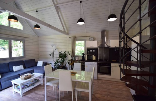 Gueyze Ski Chalet | Gîte chalet insolite avec piscine et lac pêche - proche des Landes