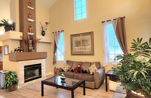North Las Vegas House | Gorgeous home: king bed, private pool and spa, 85in TV, dart game, EV charger