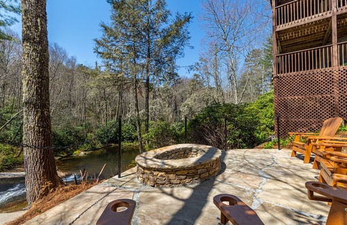 Glenville House | Gorgeous Waterfront Mountain Retreat with Firepit and Waterfall