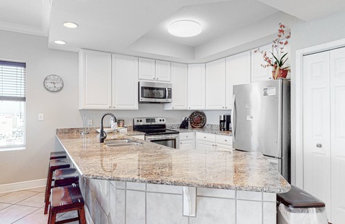 Gulf Shores Condo | Gulf-front condo with pool, sauna, washer/dryer, cable, & central AC