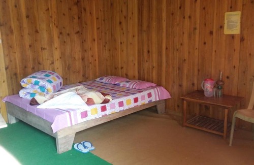 Rishop Cabin | Hollyhocks