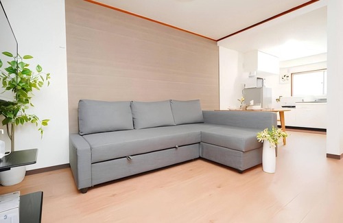 Shinsaibashi Villa | Japanese - style 2 - storey house. 1BR for 6. Kitchen, private bath.