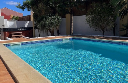Casillas de Morales House | Large Home, Private Heated Pool and Hot-tub, In a Quiet Central Location