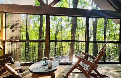 Helen Cabin | Lazy Bear Treehouse Pet Friendly & Min to Helen!