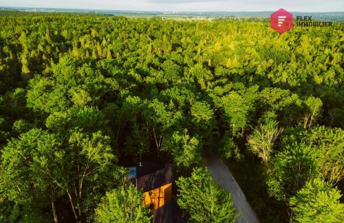 Pont-Rouge Ski Chalet | Le Céleste de Portneuf - Hot tub in the forest