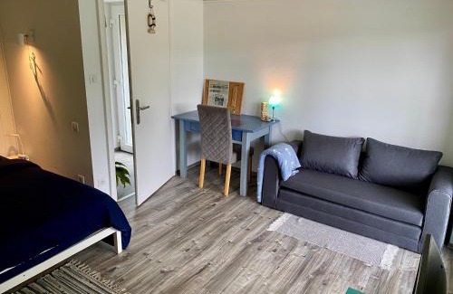 Ingwiller Apartment | Le Pi'style(chambre,cuisine,salle d’eau,terrasse)