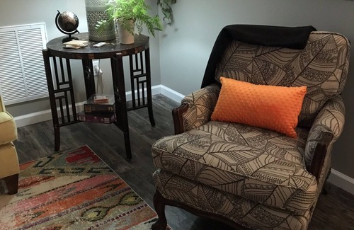 Travelers Rest House | Light and airy contemporary guest house with private deck and parking.