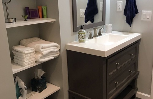 Travelers Rest House | Light and airy contemporary guest house with private deck and parking.