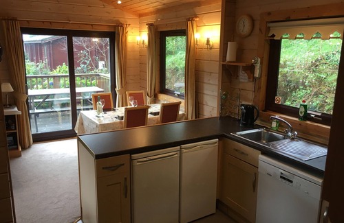Woolfardisworthy Cabin | Lodge With Sun Deck & Enclosed Garden. Access to nearby private fishing lakes